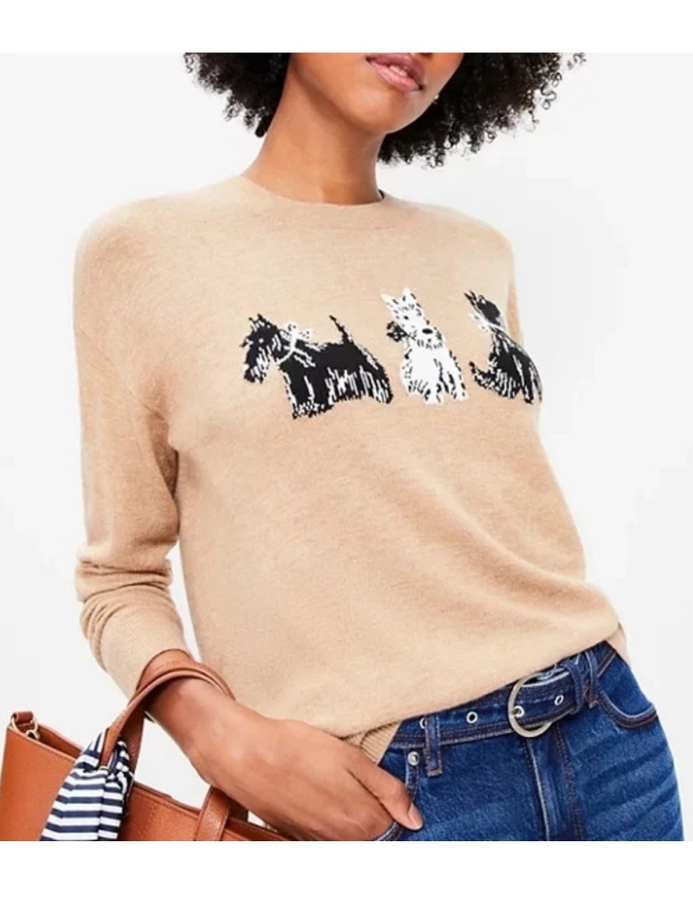 Ann Taylor LOFT Scottie Westie Terrier Sweater Size M
